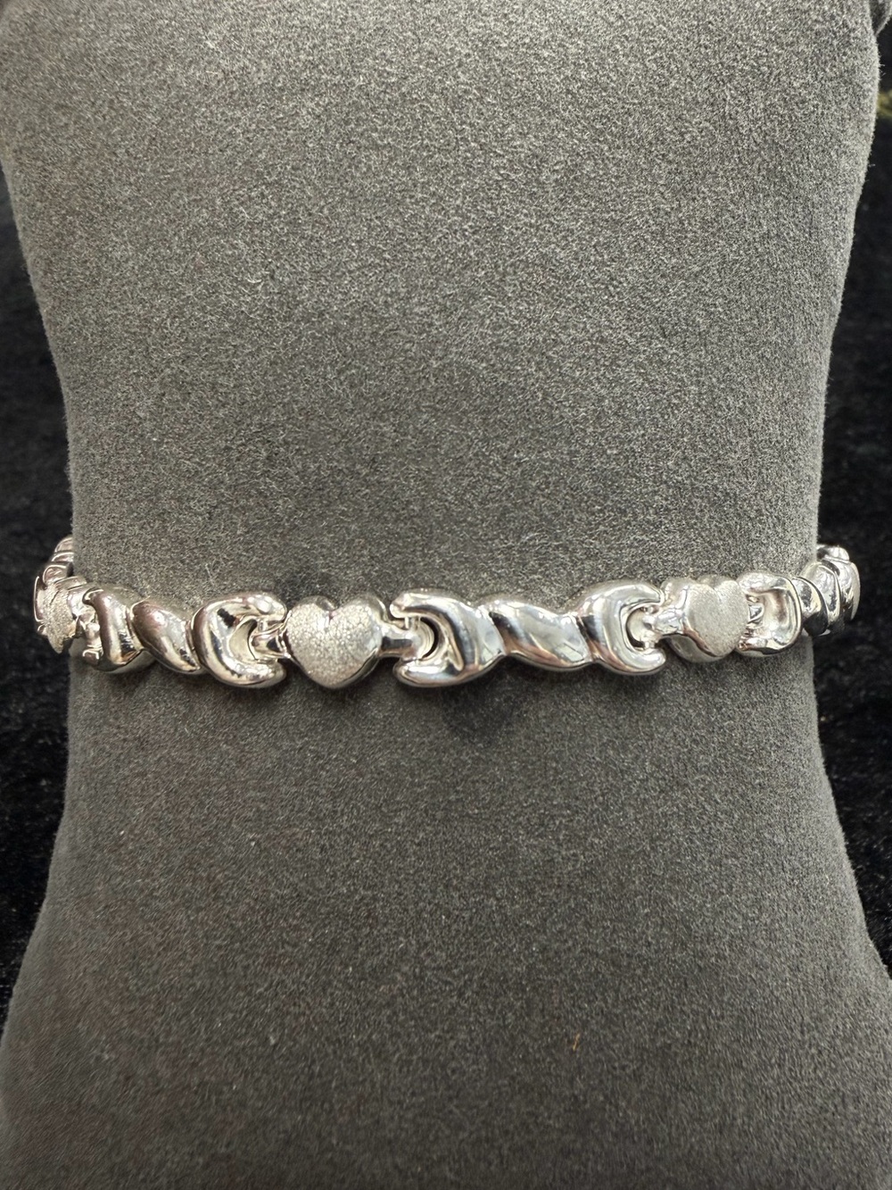 Sterling Silver Stampato Fancy Hugs & Kisses Bracelet